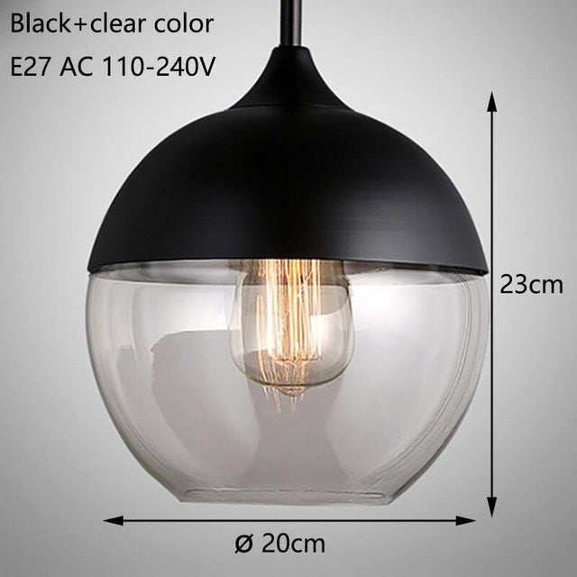 Nordic Modern loft hanging Glass Pendant Lamp Fixtures E27 E26 LED Pendant lights for Kitchen Restaurant Bar living room bedroom