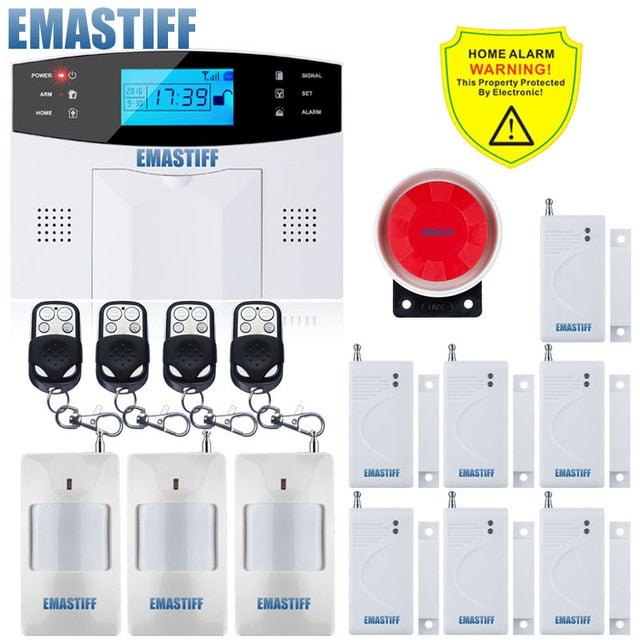 IOS Android APP Wired Wireless Home Security LCD PSTN WIFI GSM Alarm System Intercom Remote Control Autodial Siren Sensor Kit