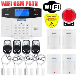 IOS Android APP Wired Wireless Home Security LCD PSTN WIFI GSM Alarm System Intercom Remote Control Autodial Siren Sensor Kit