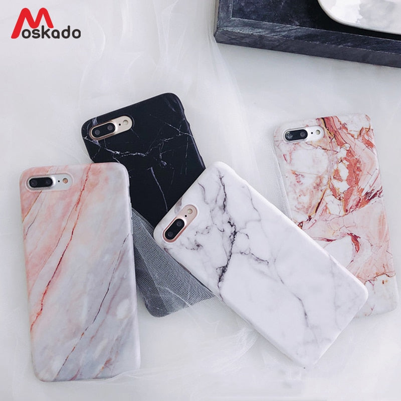 Moskado Phone Case For iPhone 6 6s 7 8 Plus Luxury Glossy Granite Stone Marble Texture Cover For iPhone 11 Pro X XS Max XR Shell