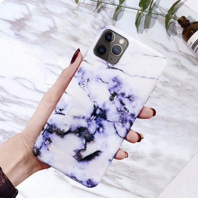 Moskado Phone Case For iPhone 6 6s 7 8 Plus Luxury Glossy Granite Stone Marble Texture Cover For iPhone 11 Pro X XS Max XR Shell