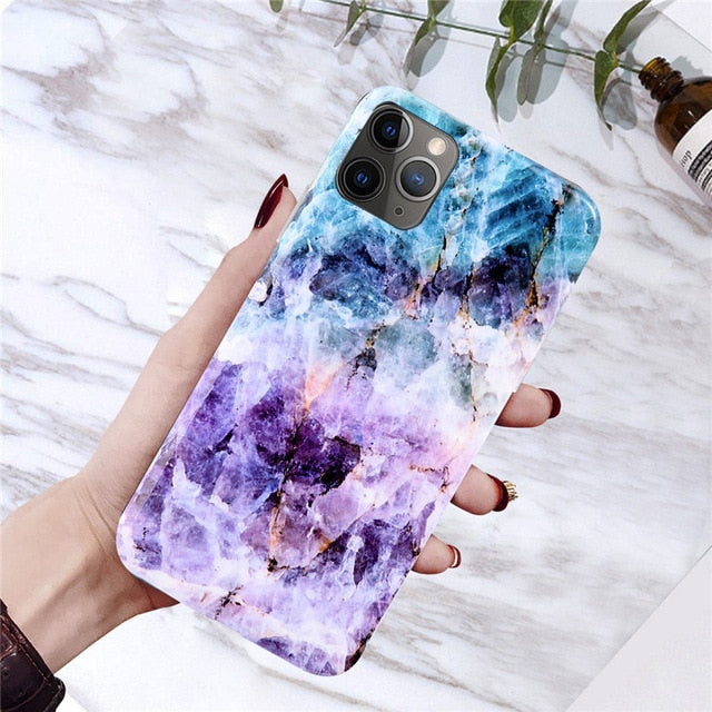 Moskado Phone Case For iPhone 6 6s 7 8 Plus Luxury Glossy Granite Stone Marble Texture Cover For iPhone 11 Pro X XS Max XR Shell