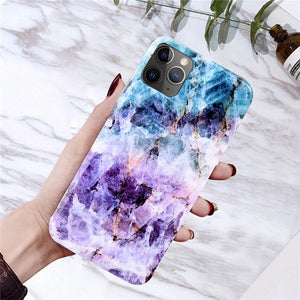 Moskado Phone Case For iPhone 6 6s 7 8 Plus Luxury Glossy Granite Stone Marble Texture Cover For iPhone 11 Pro X XS Max XR Shell