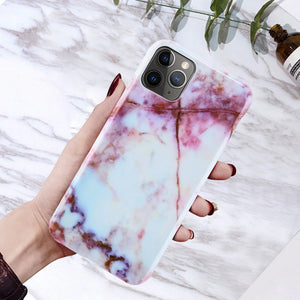 Moskado Phone Case For iPhone 6 6s 7 8 Plus Luxury Glossy Granite Stone Marble Texture Cover For iPhone 11 Pro X XS Max XR Shell