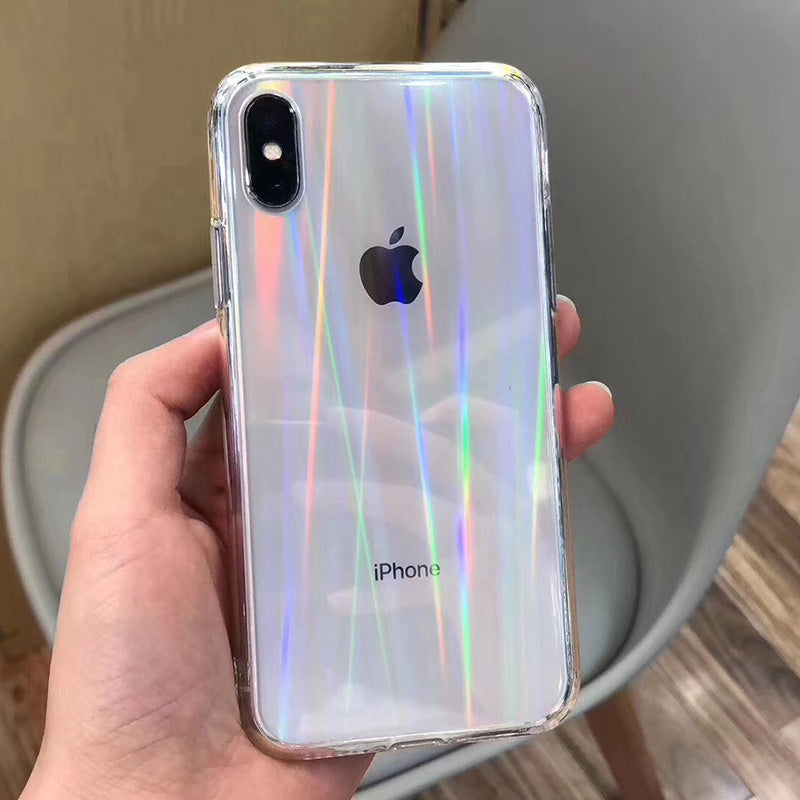 Gradient Rainbow Laser Cases For iPhone X XS Max XR Transparent Soft Fundas For iPhone 11 XR 6 6S 7 8 Plus Clear Acrylic Covers