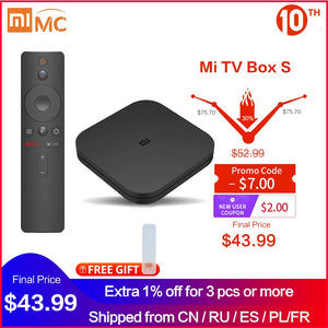 Original Global Xiaomi Mi TV Box S 4K Ultra HD Android TV 8.1 HDR 2G 8G WiFi Google Cast Netflix Smart TV Mi Box 4 Media Player