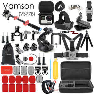 Vamson for Gopro Accessories Set for go pro hero 8 7 6 5 4 kit 3 way selfie stick for Eken h8r / for xiaomi for yi EVA case VS77