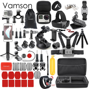 Vamson for Gopro Accessories Set for go pro hero 8 7 6 5 4 kit 3 way selfie stick for Eken h8r / for xiaomi for yi EVA case VS77