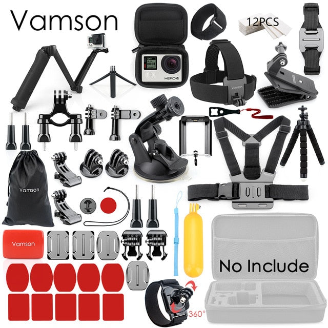 Vamson for Gopro Accessories Set for go pro hero 8 7 6 5 4 kit 3 way selfie stick for Eken h8r / for xiaomi for yi EVA case VS77