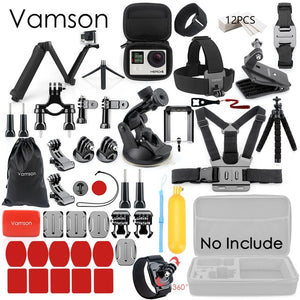 Vamson for Gopro Accessories Set for go pro hero 8 7 6 5 4 kit 3 way selfie stick for Eken h8r / for xiaomi for yi EVA case VS77