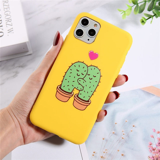 Lovebay Silicone Téléphone étuis pour iPhone 7 XR 11 Pro D'avocat Vagues Cactus Pour iPhone 5SE 6 6s 8 Plus X XS Max Soft TPU Couverture Arrière