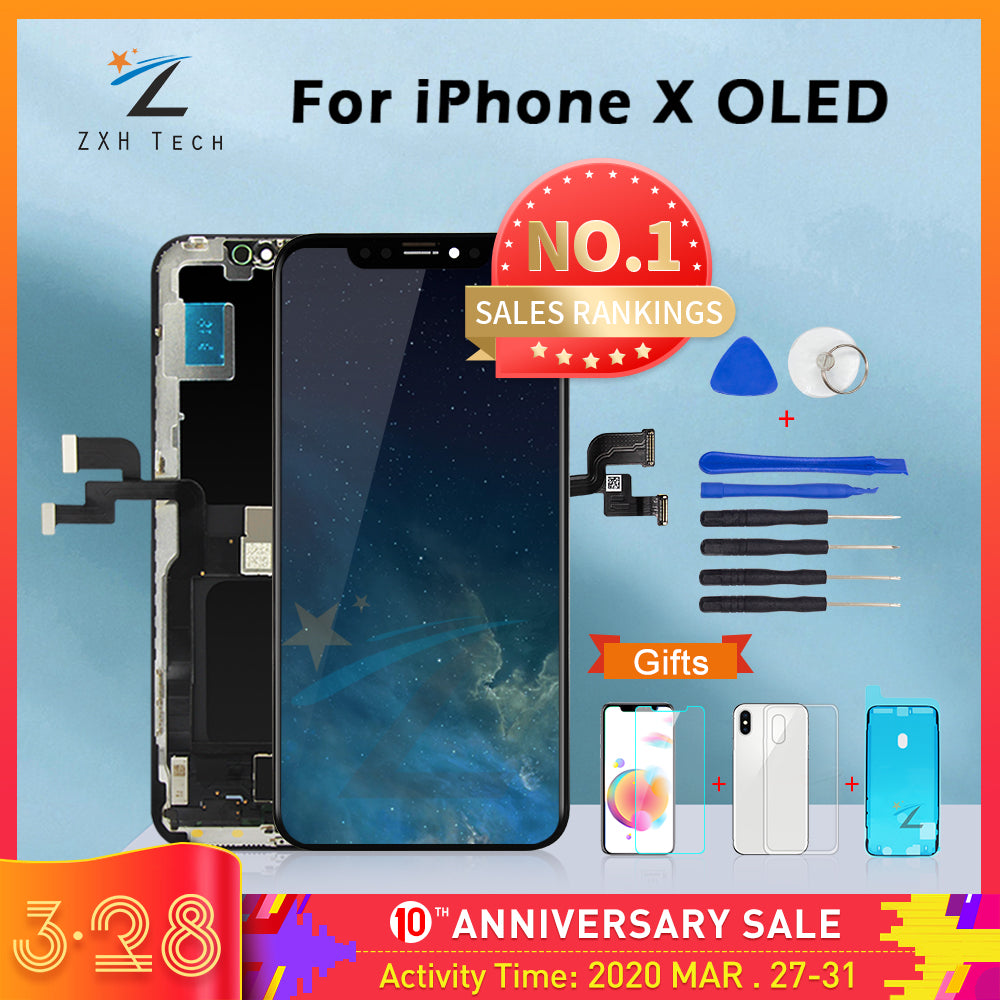 AAA+++ For iPhone X OLED With 3D Touch Digitizer Assembly No Dead Pixel LCD Screen Replacement Display For iPhoneX LCD with Gift