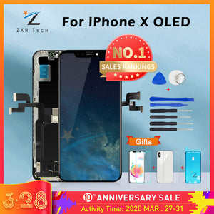 AAA+++ For iPhone X OLED With 3D Touch Digitizer Assembly No Dead Pixel LCD Screen Replacement Display For iPhoneX LCD with Gift