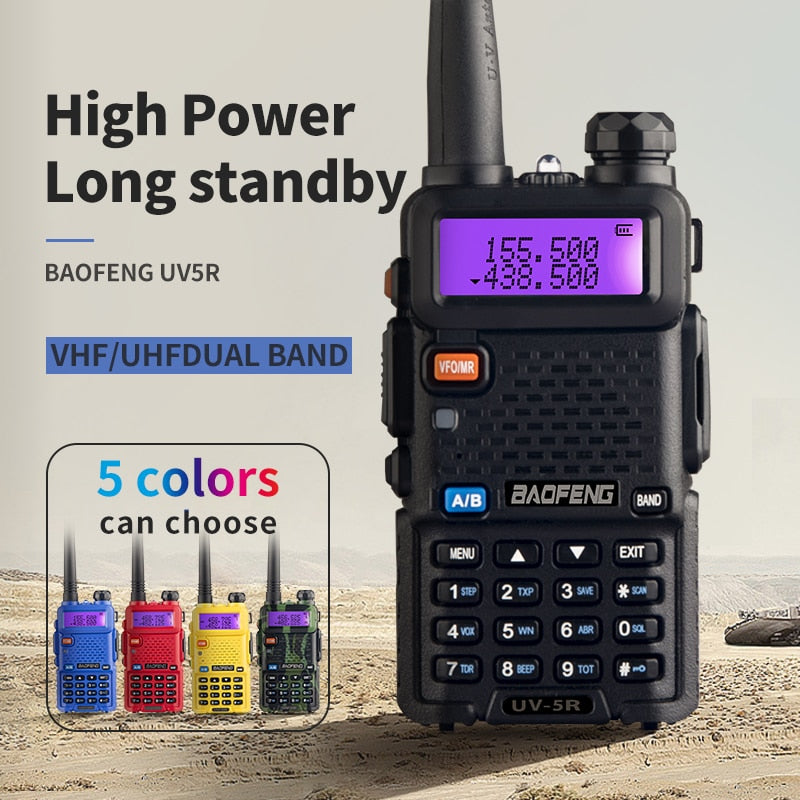 BaoFeng UV-5R Walkie Talkie Professional CB Radio Baofeng UV5R Transceiver 128CH 5W VHF&UHF Handheld UV 5R For Hunting Radio